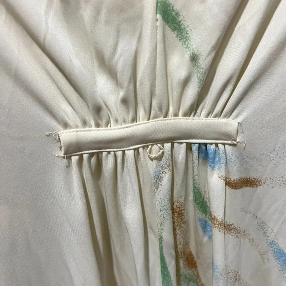 Vtg 7os Womens White Hawaiian Kaftan Summer Midi Dress 14 Elastic Waist String - Picture 8 of 16